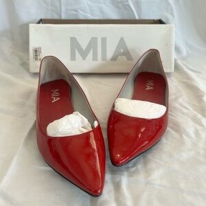 MIA Ballet Flat Shoes Red Leather Pointed Toe, Size 7.5, Worn Once
